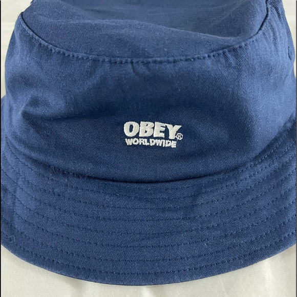 OBEY World Wide Bucket Hat Navy Blue. One Size Flexfit. - Picture 4 of 6